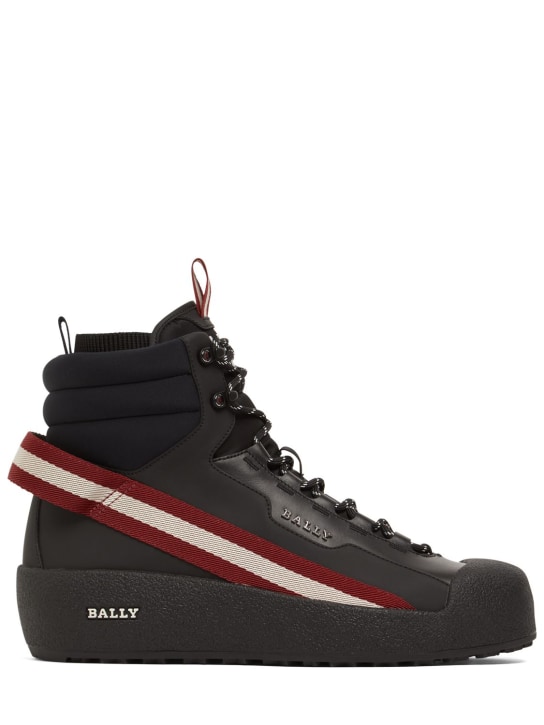 Bally: Clyde leather & tech coated hiking boots - Black - men_0 | Luisa Via Roma