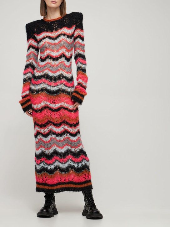 Philosophy Di Lorenzo Serafini: Open knit mohair blend long dress - women_1 | Luisa Via Roma