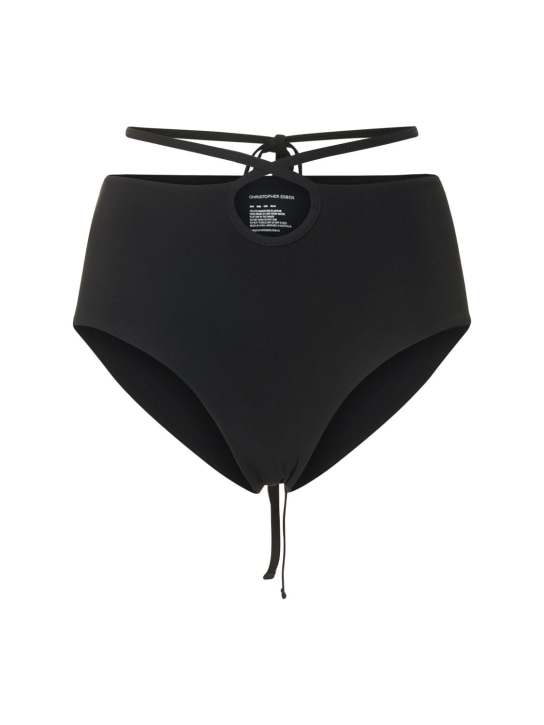 Christopher Esber: Loop tie high rise bikini bottoms - Black - women_0 | Luisa Via Roma