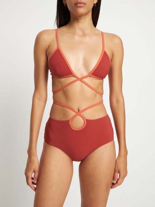 Christopher Esber: Haut de bikini en lycra à nouer - Marron - women_1 | Luisa Via Roma
