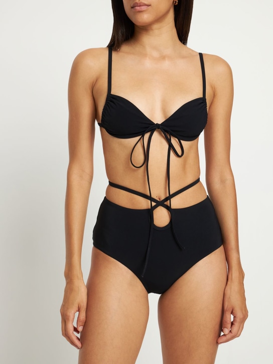 Christopher Esber: Loop tie high rise bikini bottoms - Black - women_1 | Luisa Via Roma