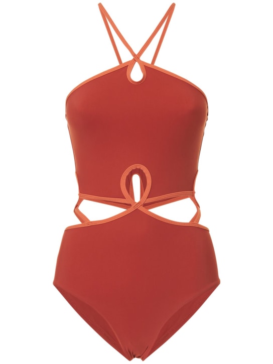 Christopher Esber: Maillot une pièce en lycra à encolure licou - Marron - women_0 | Luisa Via Roma