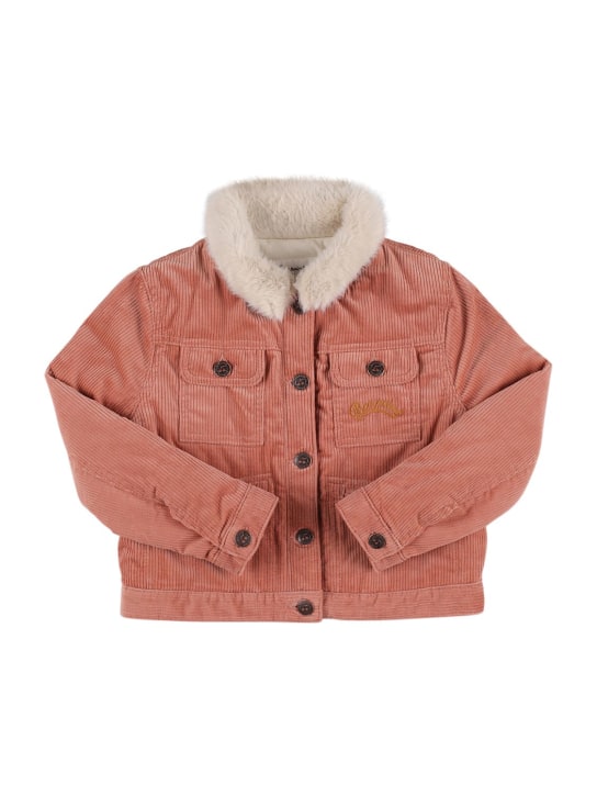 Bonpoint: Corduroy jacket w/ faux fur collar - kids-girls_0 | Luisa Via Roma