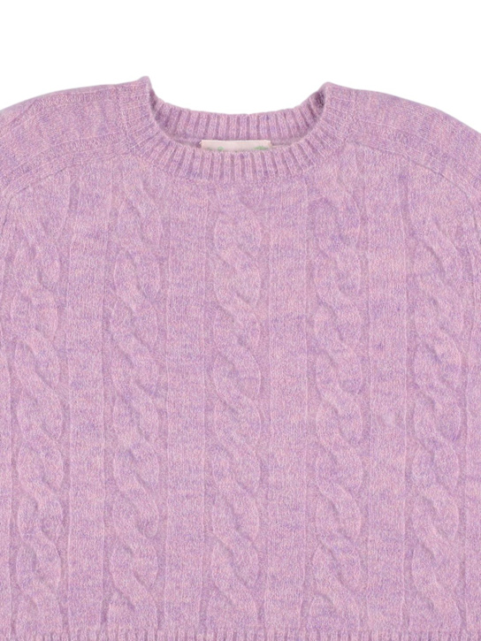 Bonpoint: ウールブレンドケーブルニットセーター - ライトパープル - kids-girls_1 | Luisa Via Roma
