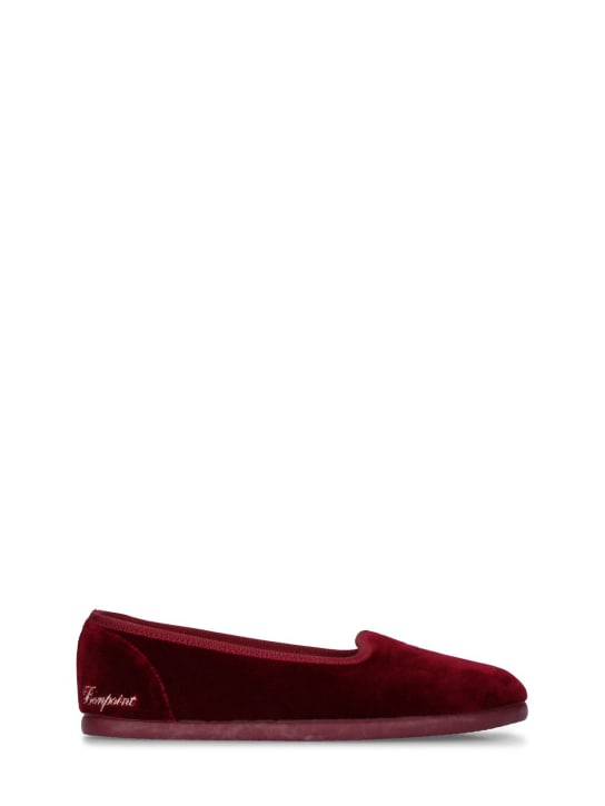 Bonpoint: Logo embroidered velvet loafers - kids-girls_0 | Luisa Via Roma