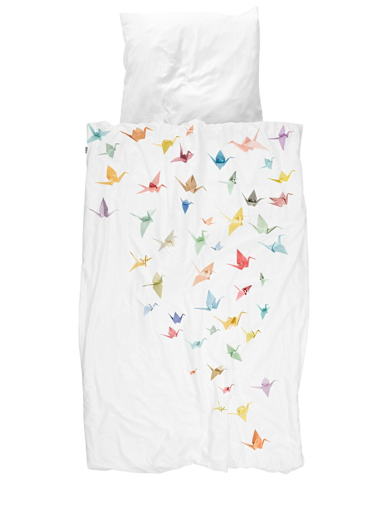 Snurk: Origami オーガニックコットンデュベカバーセット - ホワイト - kids-girls_0 | Luisa Via Roma