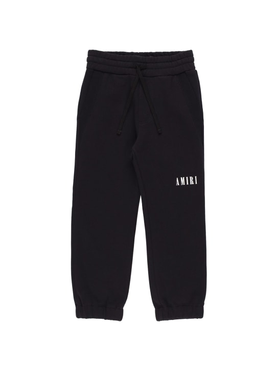 Amiri: Logo print cotton sweatpants - Black - kids-boys_0 | Luisa Via Roma