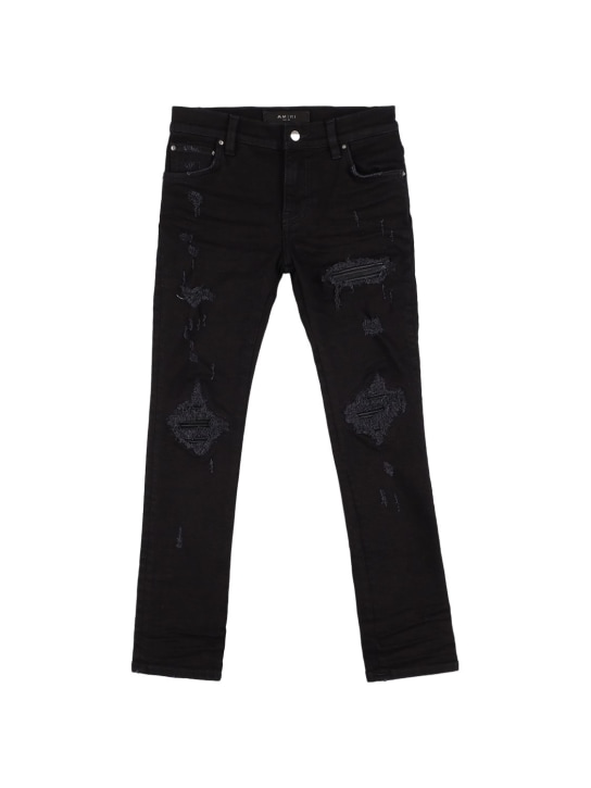 Amiri: Jeans in denim stretch distressed - Nero - kids-girls_0 | Luisa Via Roma