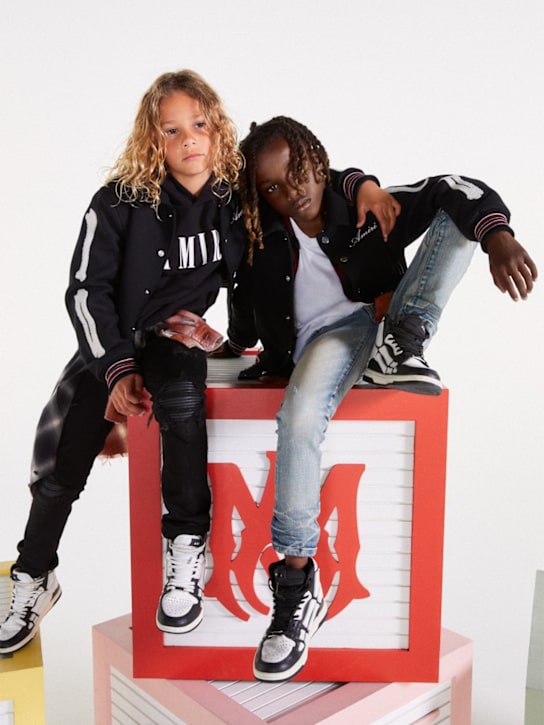 Amiri: Jeans in denim stretch distressed - Nero - kids-girls_1 | Luisa Via Roma