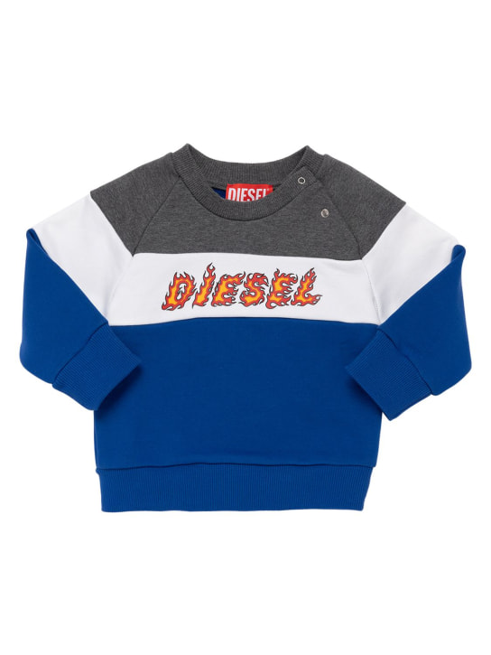 Diesel Kids: Felpa in cotone color block con logo - kids-boys_0 | Luisa Via Roma