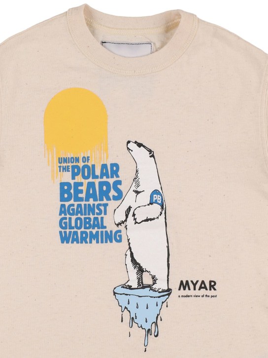 Myar: T-shirt en coton imprimé ours - Blanc Cassé - kids-girls_1 | Luisa Via Roma