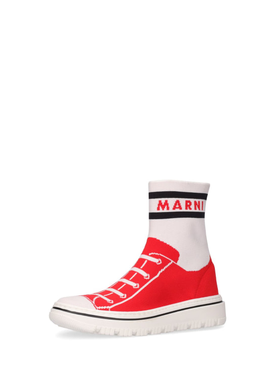 Marni Junior: ニットソックスニーカー - ホワイト/レッド - kids-boys_1 | Luisa Via Roma