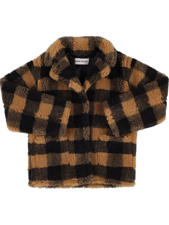 Stand Studio: Giacca Marina in pelliccia sintetica stampata - Nero/Beige - kids-girls_0 | Luisa Via Roma