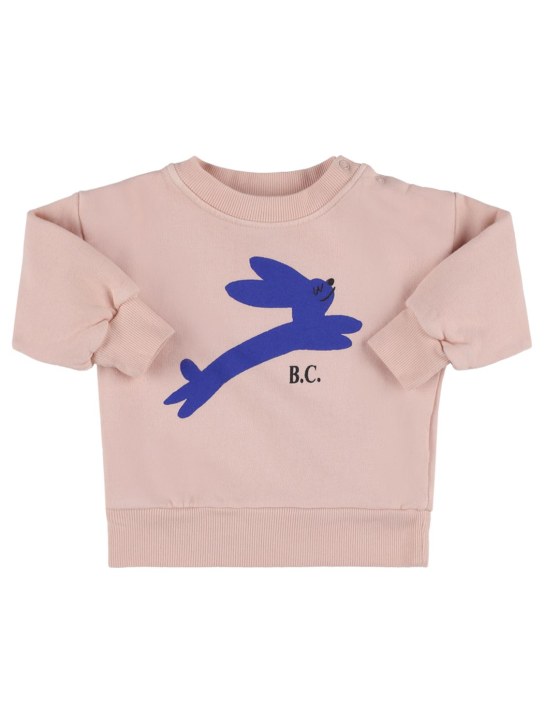 Bobo Choses: Sweat-shirt en coton biologique imprimé lapin - Rose - kids-girls_0 | Luisa Via Roma