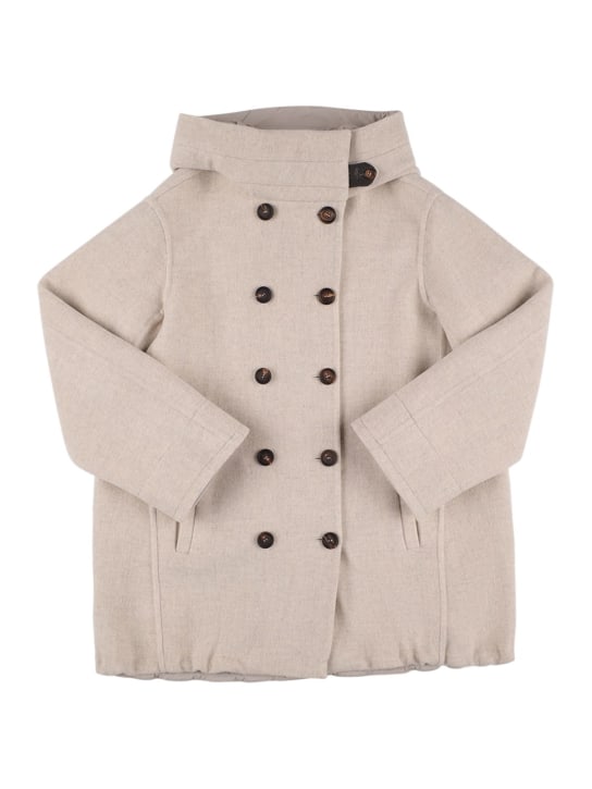Brunello Cucinelli: Cappotto doppiopetto in cashmere - Grigio Chiaro - kids-girls_0 | Luisa Via Roma
