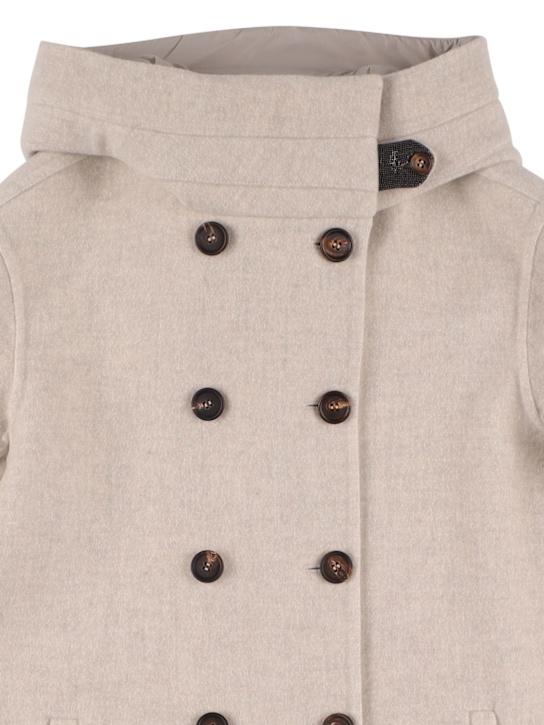 Brunello Cucinelli: Cappotto doppiopetto in cashmere - Grigio Chiaro - kids-girls_1 | Luisa Via Roma