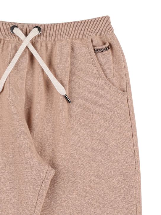 Brunello Cucinelli: Pantalones de punto de felpa de mezcla de cashmere - Beige - kids-girls_1 | Luisa Via Roma