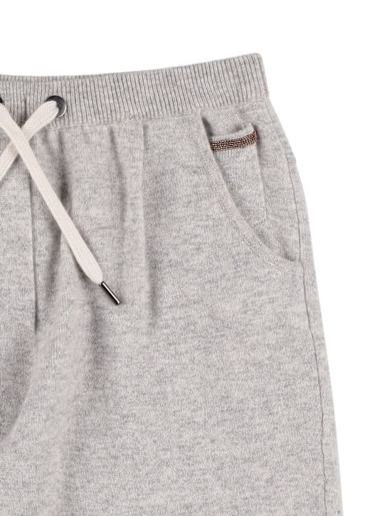 Brunello Cucinelli: カシミアブレンドニットスウェットパンツ - グレー - kids-girls_1 | Luisa Via Roma