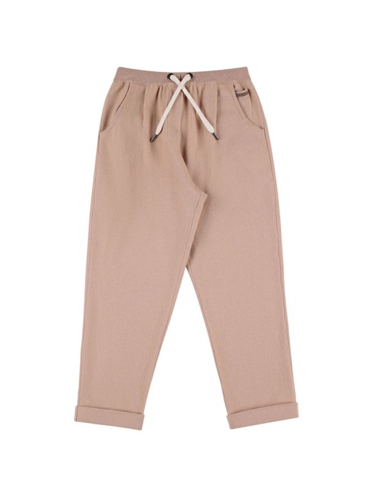 Brunello Cucinelli: Pantalones de punto de felpa de mezcla de cashmere - Beige - kids-girls_0 | Luisa Via Roma