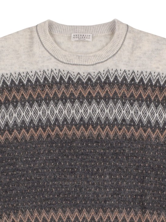 Brunello Cucinelli: PULLOVER AUS MOHAIRMISCHJACQUARD - Bunt - kids-girls_1 | Luisa Via Roma
