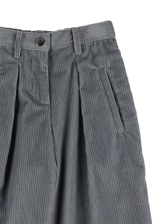 Brunello Cucinelli: Pantaloni larghi in misto cotone millerighe - Grigio - kids-girls_1 | Luisa Via Roma