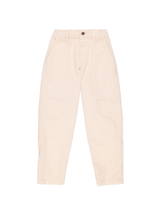 Brunello Cucinelli: Pantaloni in cotone millerighe - Off White - kids-girls_0 | Luisa Via Roma