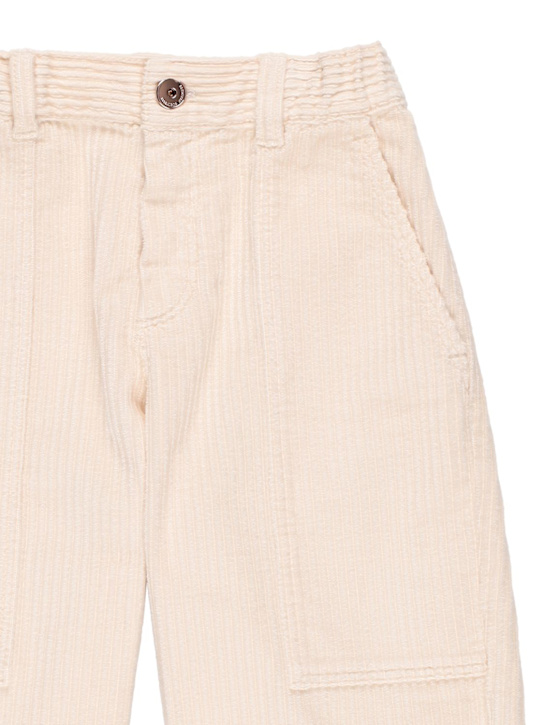 Brunello Cucinelli: Pantaloni in cotone millerighe - Off White - kids-girls_1 | Luisa Via Roma