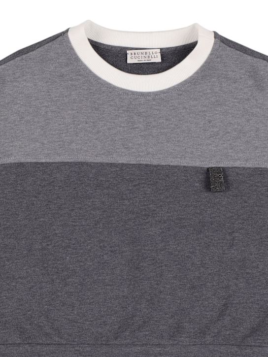 Brunello Cucinelli: SWEATSHIRT AUS BAUMWOLLE MIT PATCH - Grau - kids-girls_1 | Luisa Via Roma