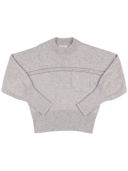 Brunello Cucinelli: Suéter de punto de cashmere - Gris - kids-girls_0 | Luisa Via Roma