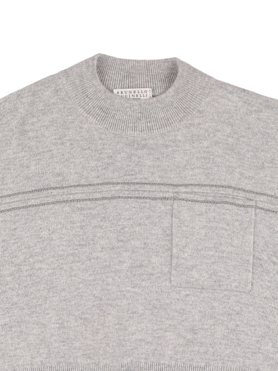 Brunello Cucinelli: Suéter de punto de cashmere - Gris - kids-girls_1 | Luisa Via Roma