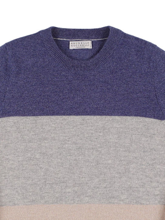 Brunello Cucinelli: Cashmere knit sweater w/ logo - Multicolor - kids-boys_1 | Luisa Via Roma