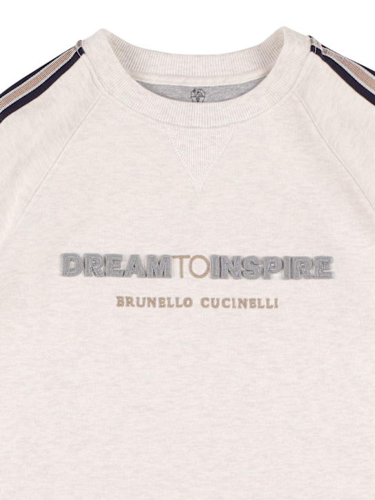 Brunello Cucinelli: Felpa in cotone con logo - Multicolore - kids-boys_1 | Luisa Via Roma