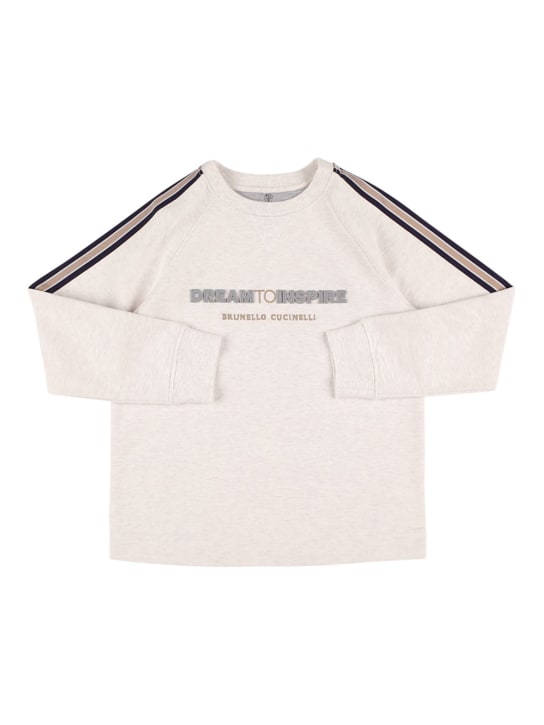 Brunello Cucinelli: Felpa in cotone con logo - Multicolore - kids-boys_0 | Luisa Via Roma