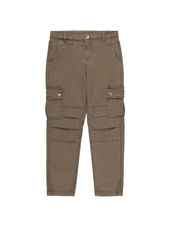 Brunello Cucinelli: CARGOHOSE AUS STRETCH-BAUMWOLLE - Khaki - kids-boys_0 | Luisa Via Roma