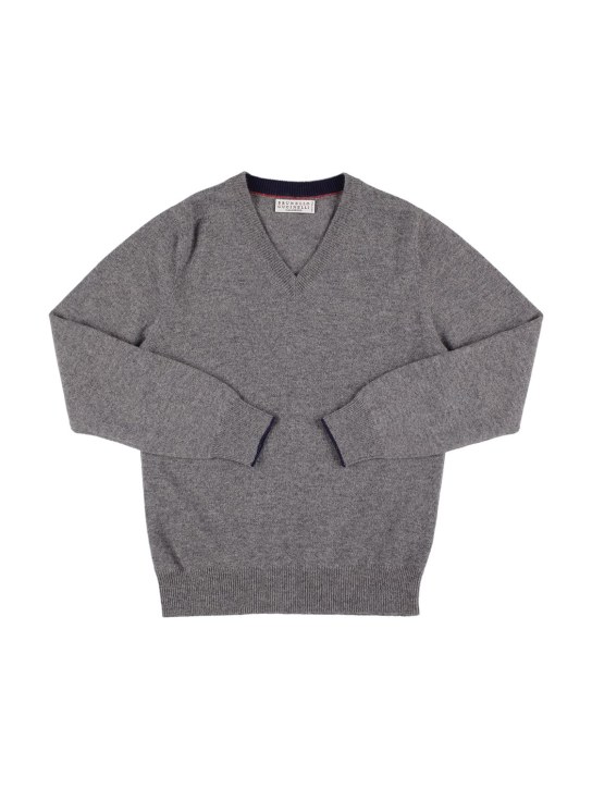 Brunello Cucinelli: SWEATER AUS KASCHMIRSTRICK - Dunkelgrau - kids-boys_0 | Luisa Via Roma