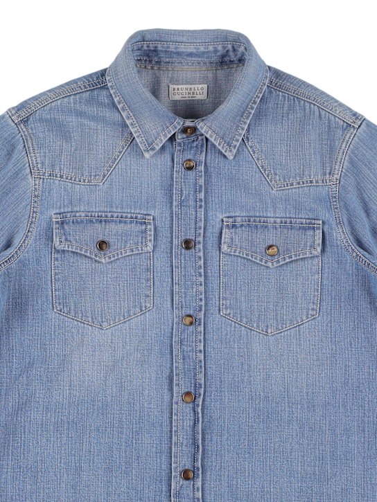 Brunello Cucinelli: Washed cotton denim shirt - Denim - kids-boys_1 | Luisa Via Roma