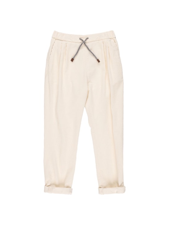 Brunello Cucinelli: HOSE AUS BAUMWOLLTWILL - Wollweiß - kids-boys_0 | Luisa Via Roma