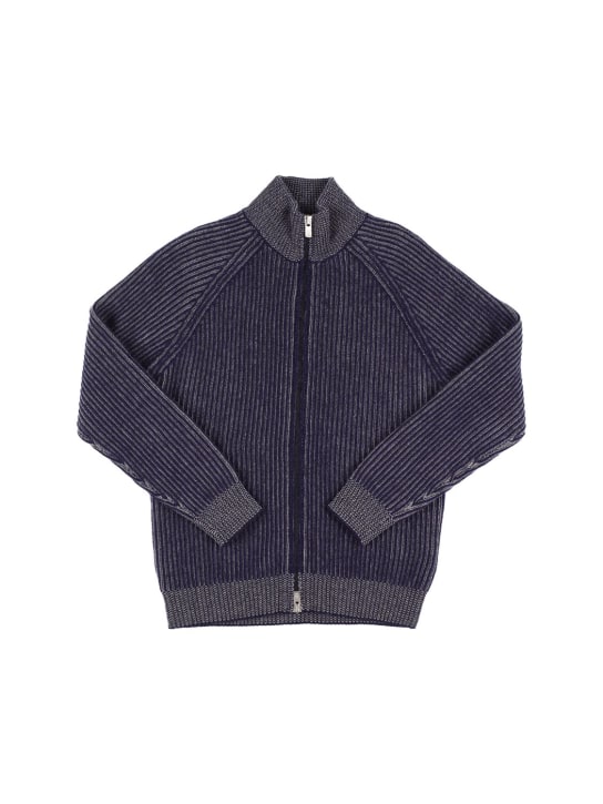 Brunello Cucinelli: Cardigan aus geripptem Kaschmirmischstrick - Hellblau - kids-boys_0 | Luisa Via Roma