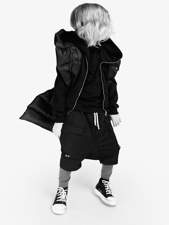 Rick Owens: Cotton cargo shorts w/ back panel - Black - kids-boys_1 | Luisa Via Roma