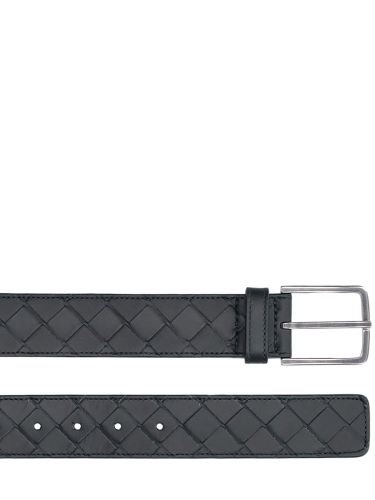 Bottega Veneta: Intreccio leather belt - Inkwell - men_1 | Luisa Via Roma