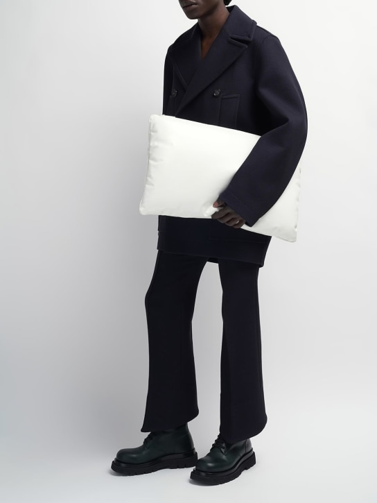 Bottega Veneta: Pillow Puffy cushion leather pouch - White - men_1 | Luisa Via Roma