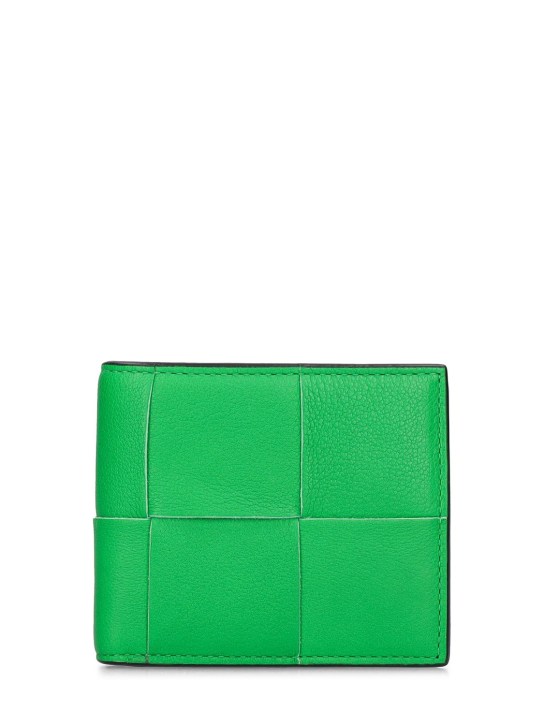 Bottega Veneta: Cassette leather bi-fold wallet - Parakeet - men_0 | Luisa Via Roma