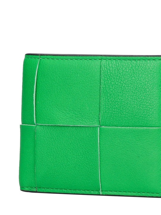 Bottega Veneta: Cassette leather bi-fold wallet - Parakeet - men_1 | Luisa Via Roma