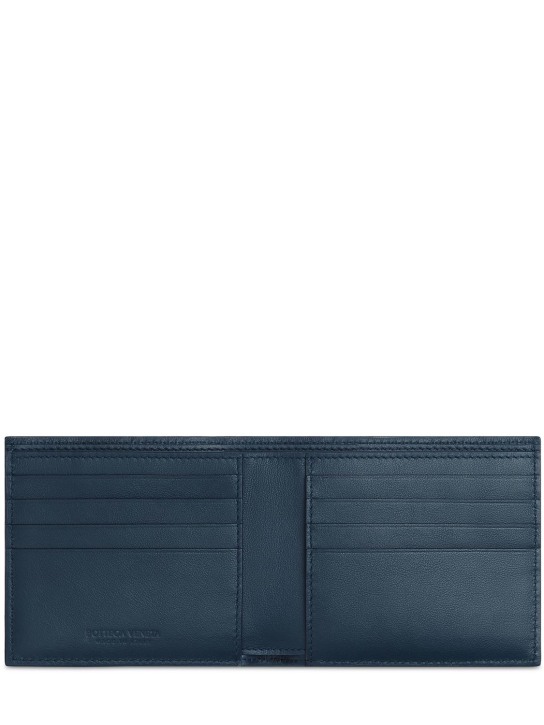 Bottega Veneta: Intrecciato leather bi-fold wallet - Dark Blue - men_1 | Luisa Via Roma