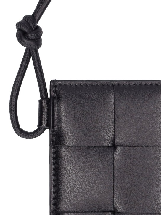 Bottega Veneta: Cassette leather ID card holder - Black - men_1 | Luisa Via Roma