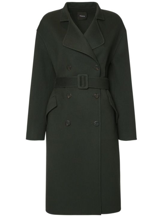 Theory: Double breasted belted wool coat - women_0 | Luisa Via Roma