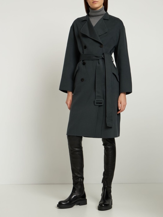 Theory: Double breasted belted wool coat - women_1 | Luisa Via Roma