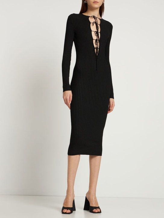 Philosophy Di Lorenzo Serafini: Vestido midi de punto de viscosa - Negro - women_1 | Luisa Via Roma
