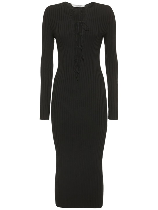 Philosophy Di Lorenzo Serafini: Vestido midi de punto de viscosa - Negro - women_0 | Luisa Via Roma