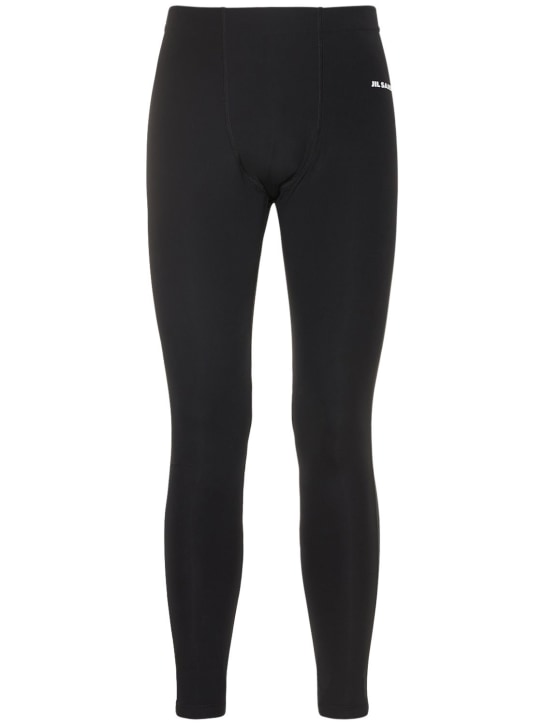 Jil Sander: Plus logo tech jersey leggings - Black - men_0 | Luisa Via Roma